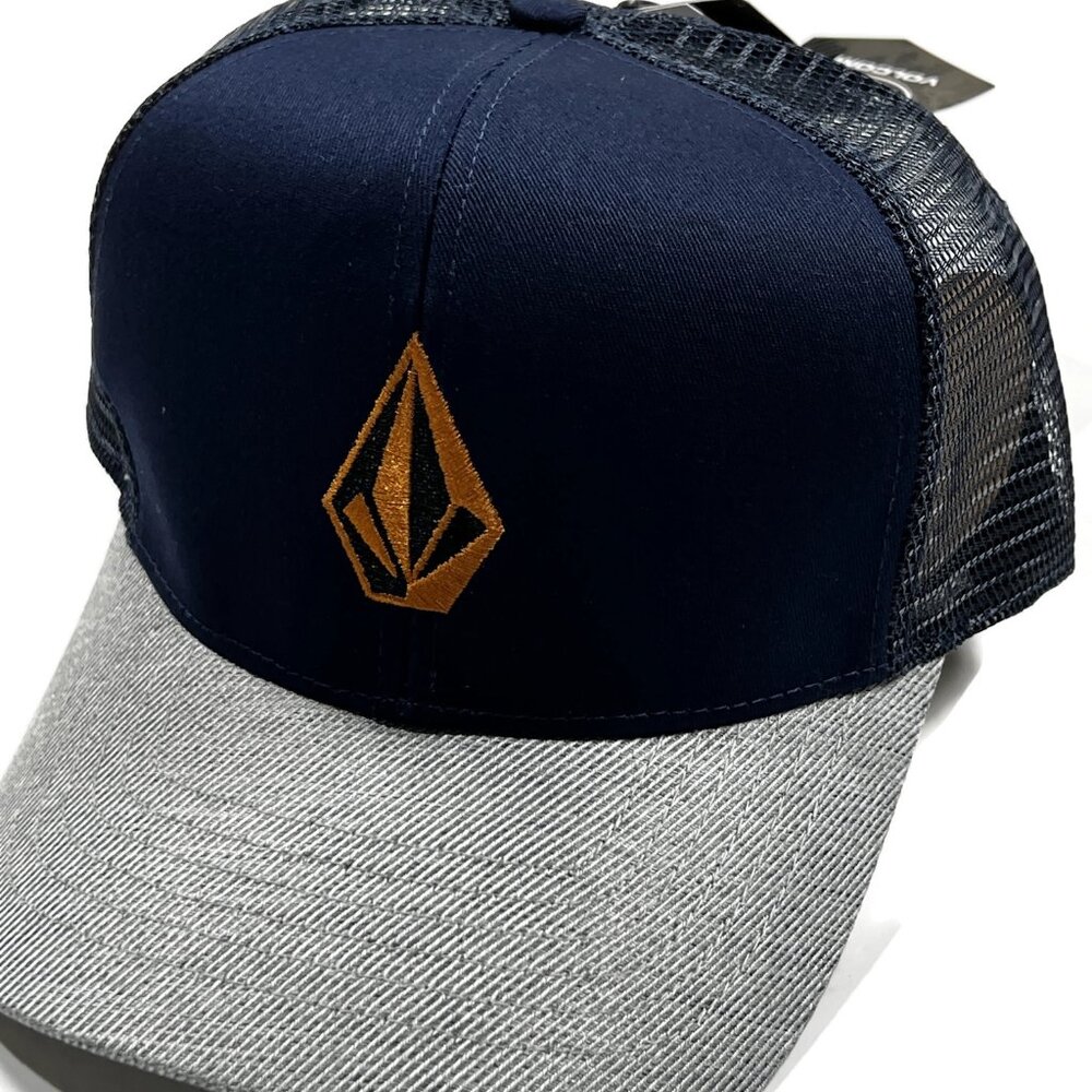 Volcom Full Stone Cheese Snapback Hat Cap‎ Sea Navy Gray Meshback Adjustable New